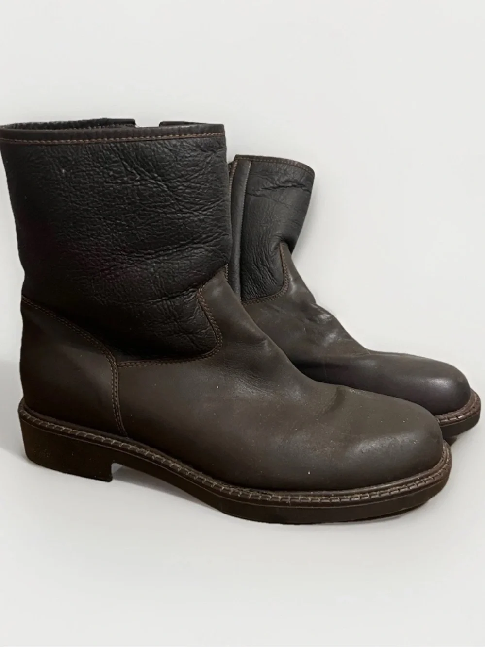La Canadienne Vintage Leather Shearling Lined Zip Up Winter Boots Men’s Size 9.5